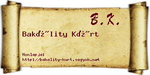 Bakálity Kürt névjegykártya